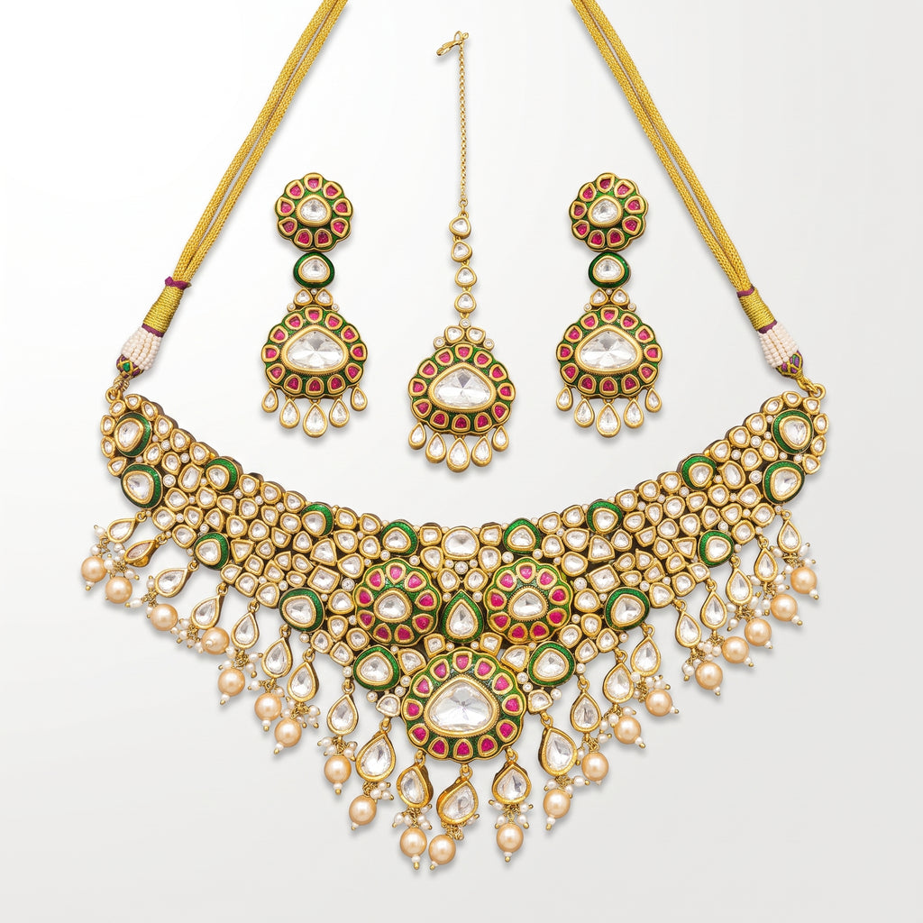 Rangrez Kundan Meenakari Bridal Necklace Set