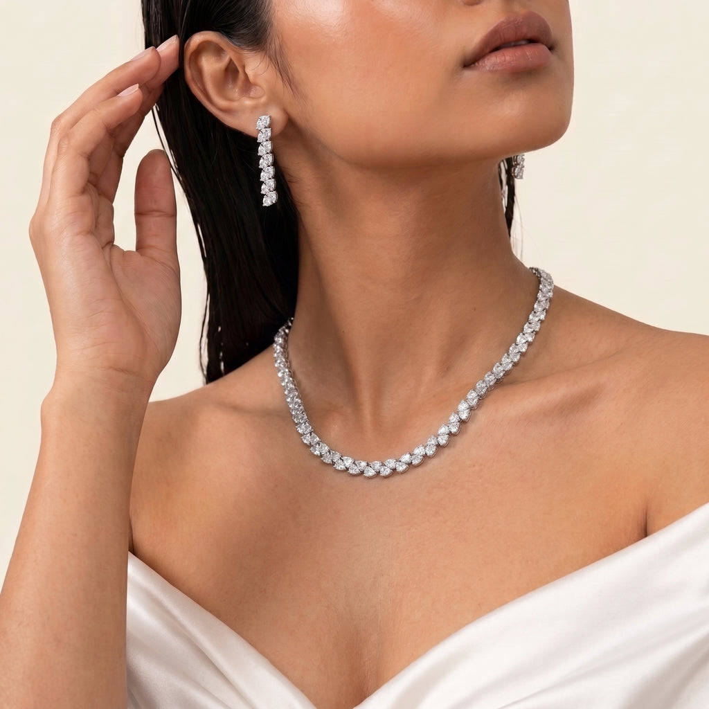 Alina Diamond Classic Tennis Necklace Set