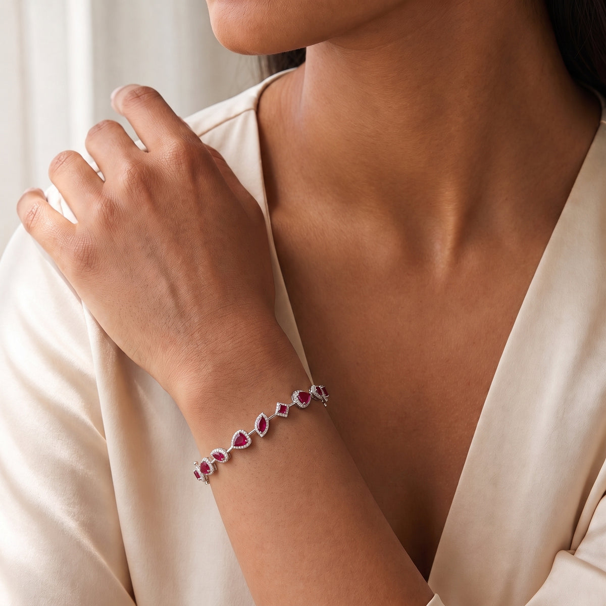 Ruby Elara Diamond Teardrop Tennis Bracelet