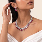 Scarlett Ruby Diamond Teardrop Necklace Set