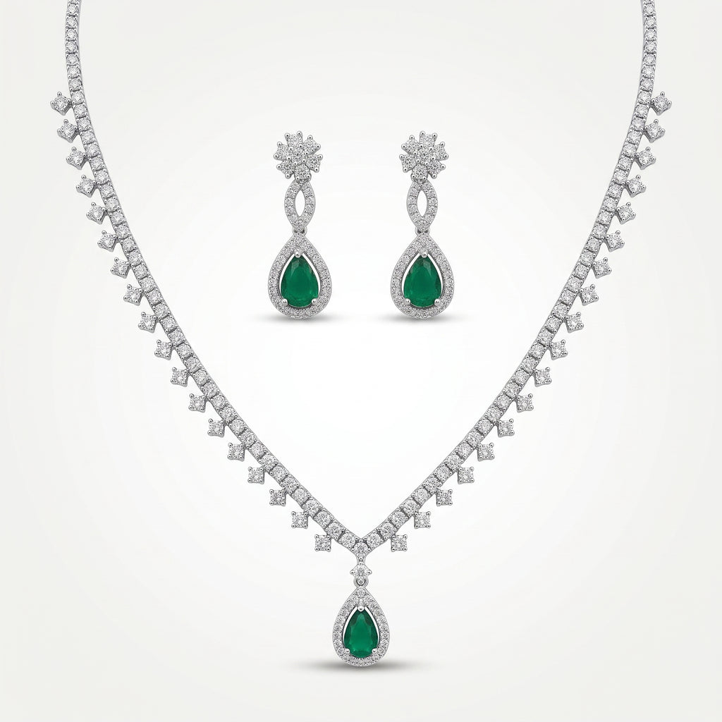 Emerald Eclat Diamond Teardrop Necklace Set