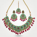 Firoza Ruby Meenakari Heritage Necklace Set