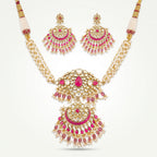 Rani Kundan Pearl Chandbali Necklace Set