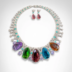 Aurora Multicolour Diamond Statement Necklace Set