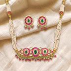Rani Emerald Ruby Kundan Pearl Choker Set