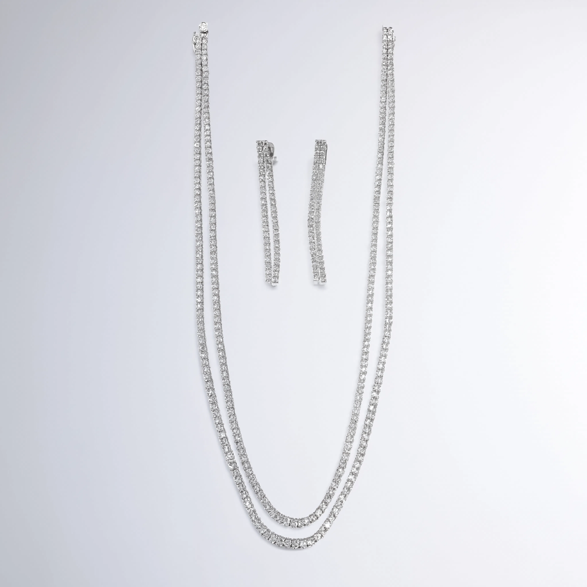 Vespera Diamond Double Layer Tennis Necklace Set