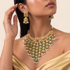 Navratna Kundan Pearl Cascade Bridal Necklace Set