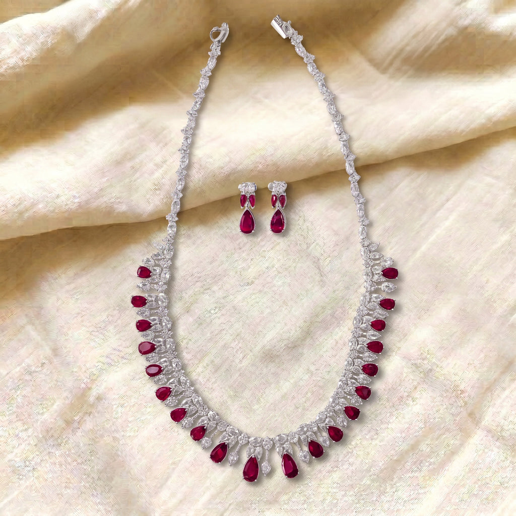 Scarlett Ruby Diamond Teardrop Necklace Set