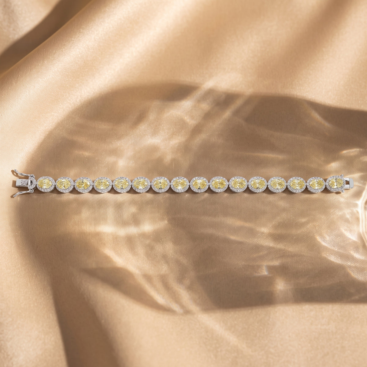 Solara Yellow Diamond Halo Tennis Bracelet