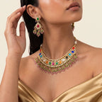 Navratna Kundan Meenakari Choker Necklace Set
