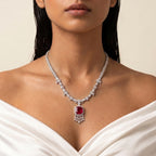 Rosalyn Ruby Diamond Floral Necklace Set