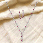 Ruviana Ruby Diamond Tassel Necklace Set