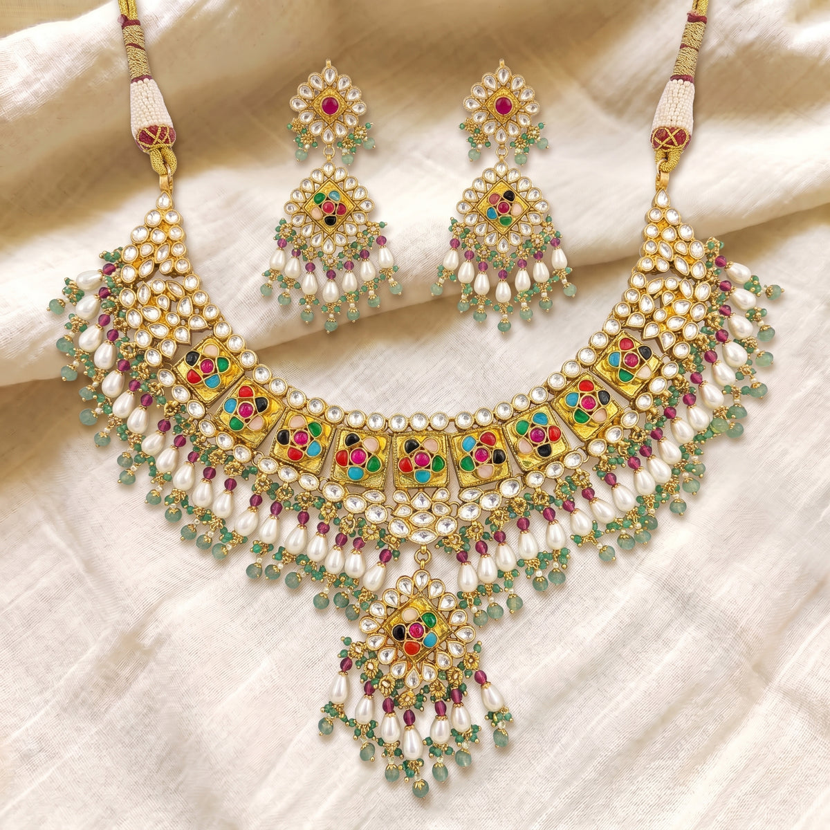 Navratna Kundan Pearl Heritage Choker Set