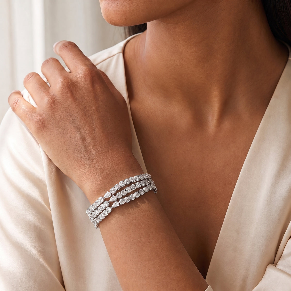 Valencia Diamond Triple Row Tennis Bracelet