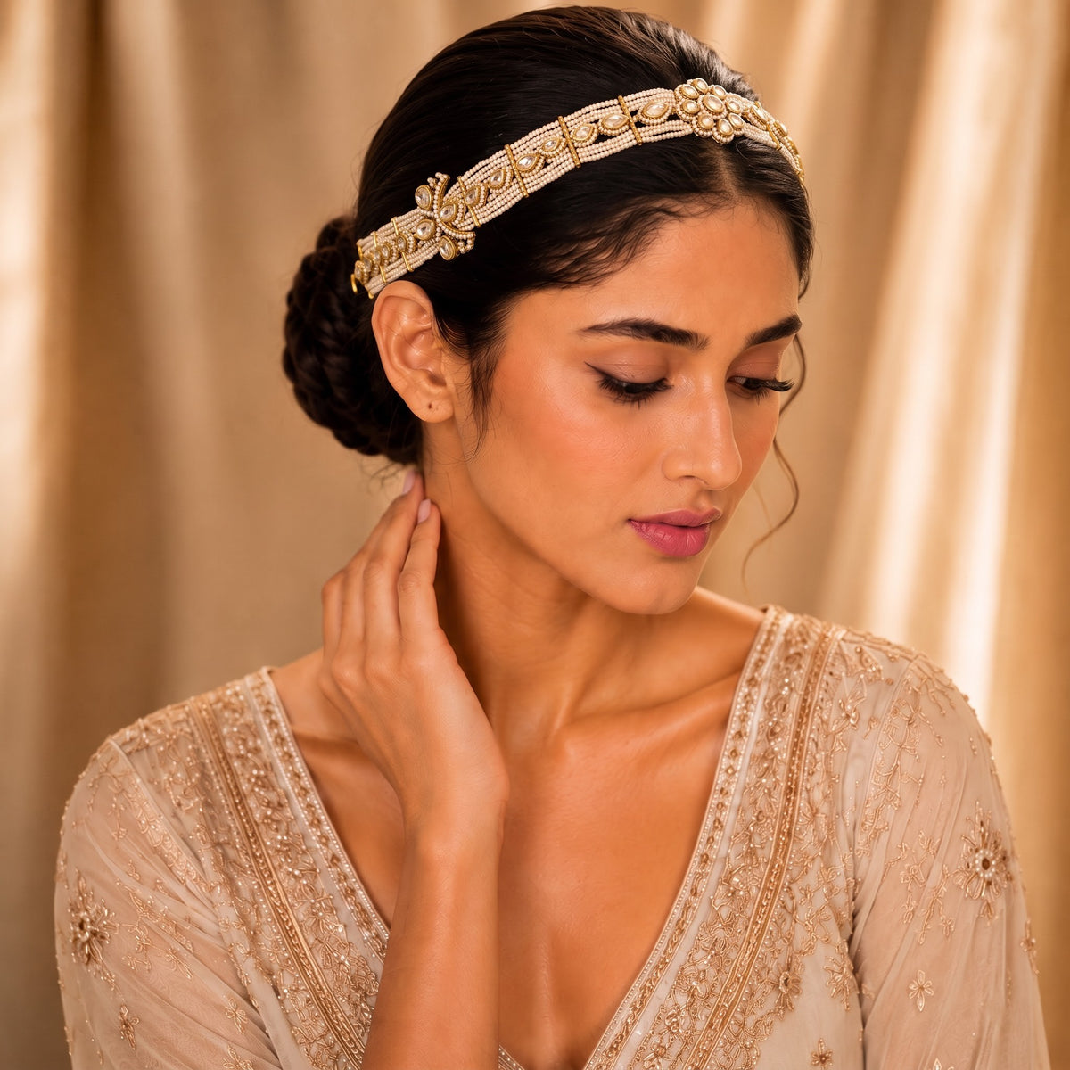 Noor Pearl Kundan Bridal Mathapatti