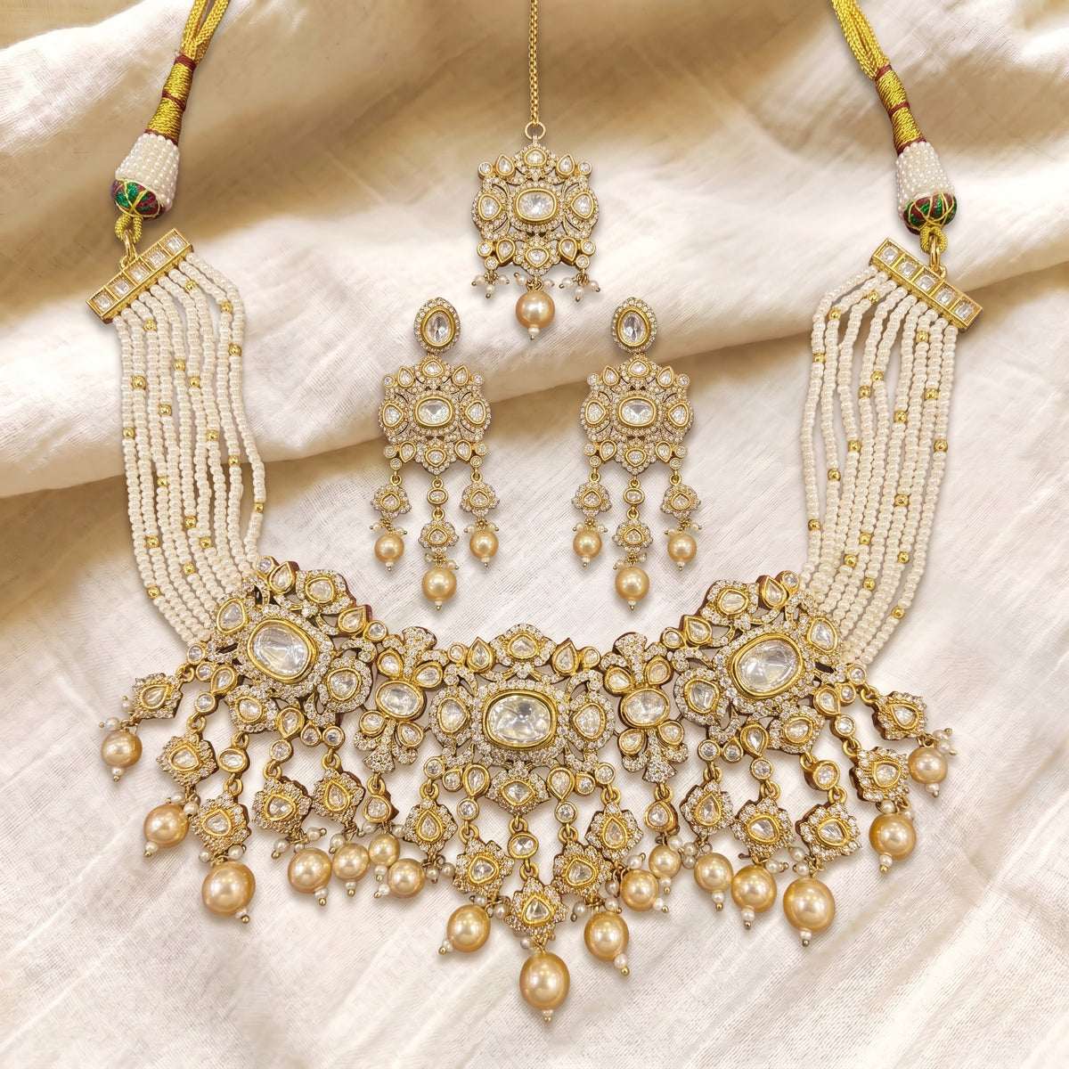 Noor Pearl Kundan Heritage Necklace Set