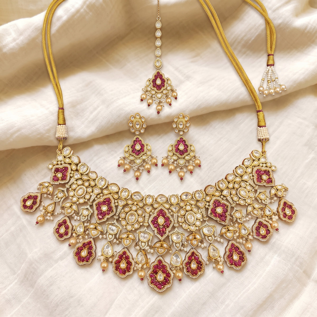Raniya Ruby Kundan Pearl Bridal Necklace Set
