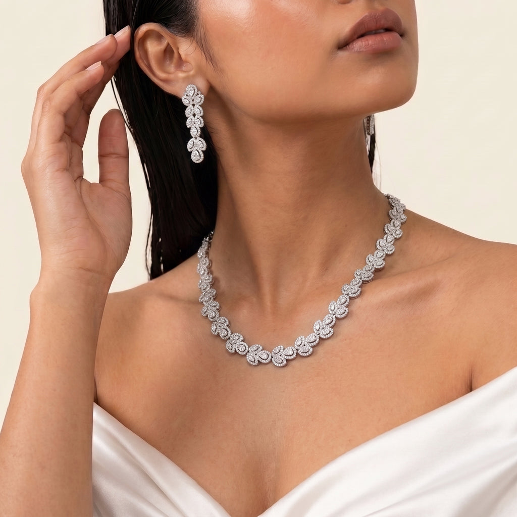Amara Diamond Floral Elegance Necklace Set