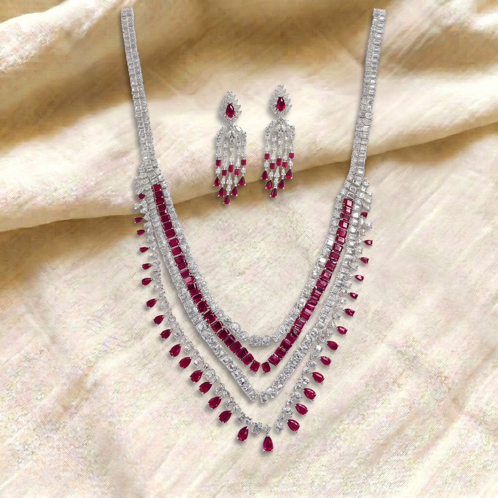 Ravelle Ruby Diamond Layered Necklace Set