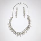 Aurelle Diamond Pearl Cascade Necklace Set