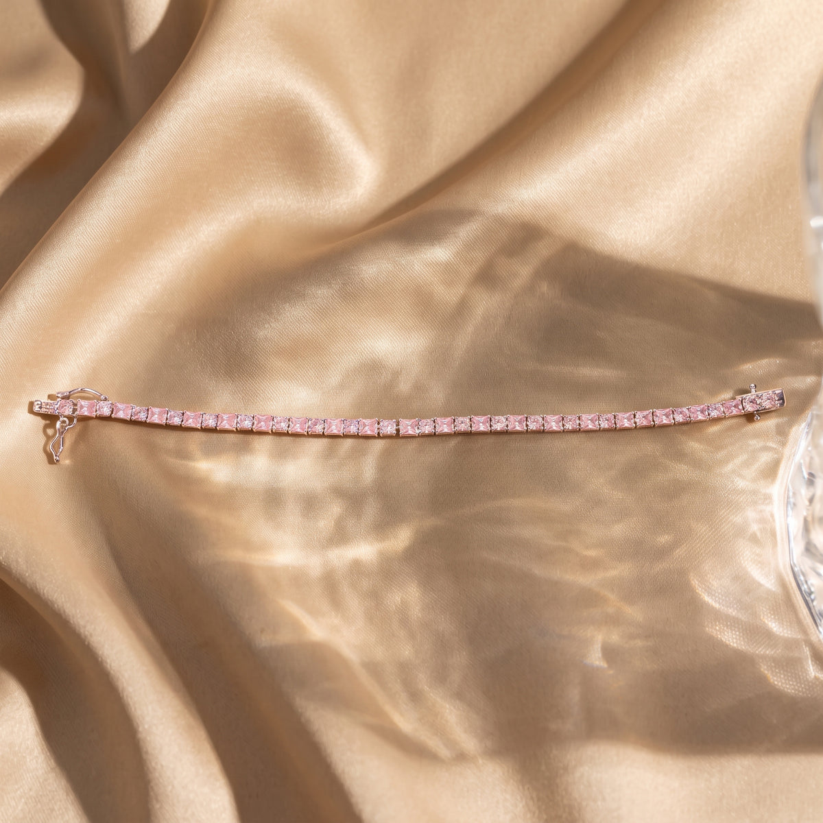 Rosella Pink Crystal Diamond Tennis Bracelet