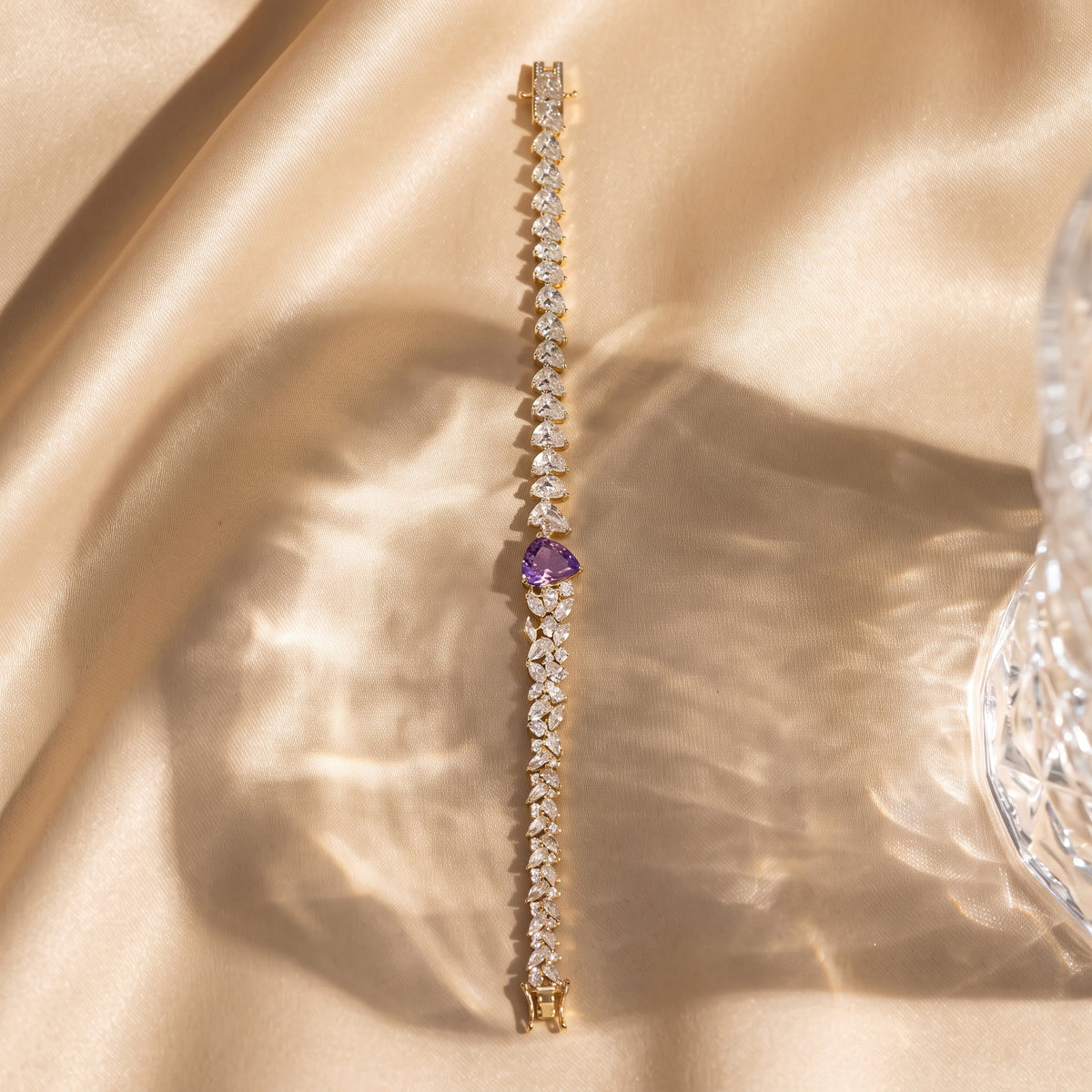Amethyst Diamond Floral Cascade Bracelet