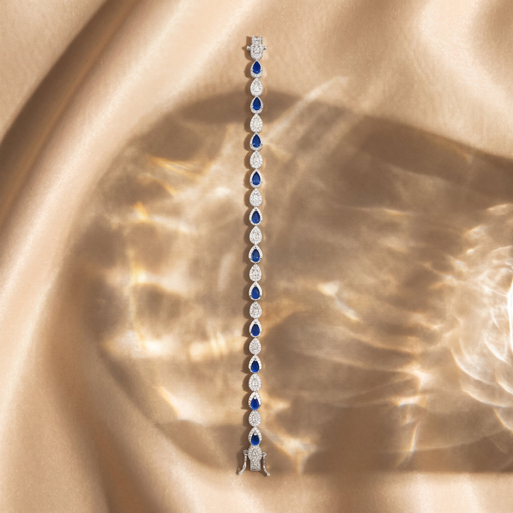 Sapphire Diamond Teardrop Line Bracelet