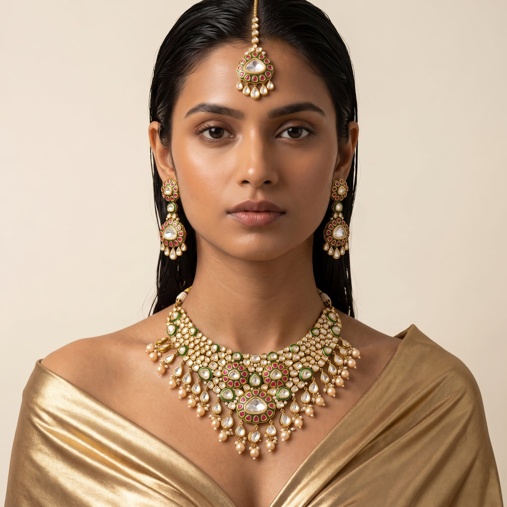 Rangrez Kundan Meenakari Bridal Necklace Set