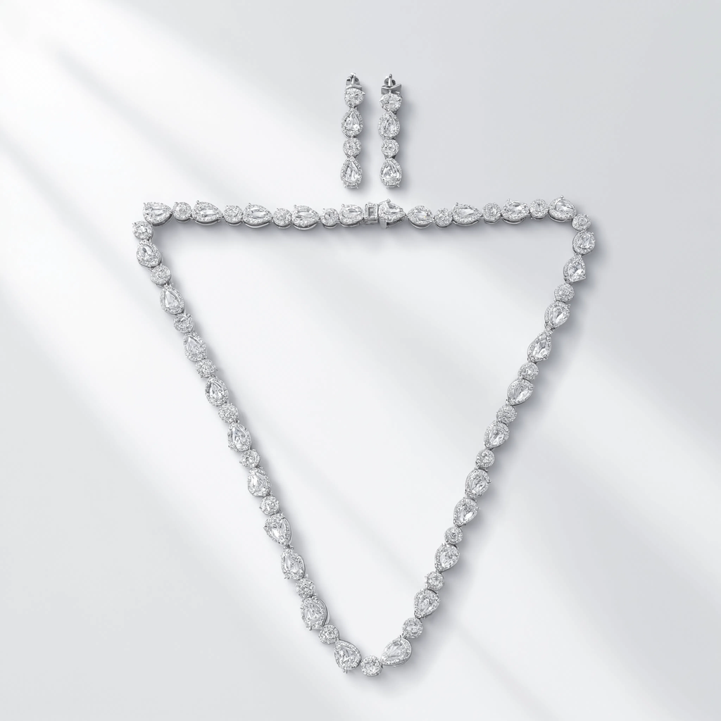 Evangeline Diamond Teardrop Elegance Necklace Set