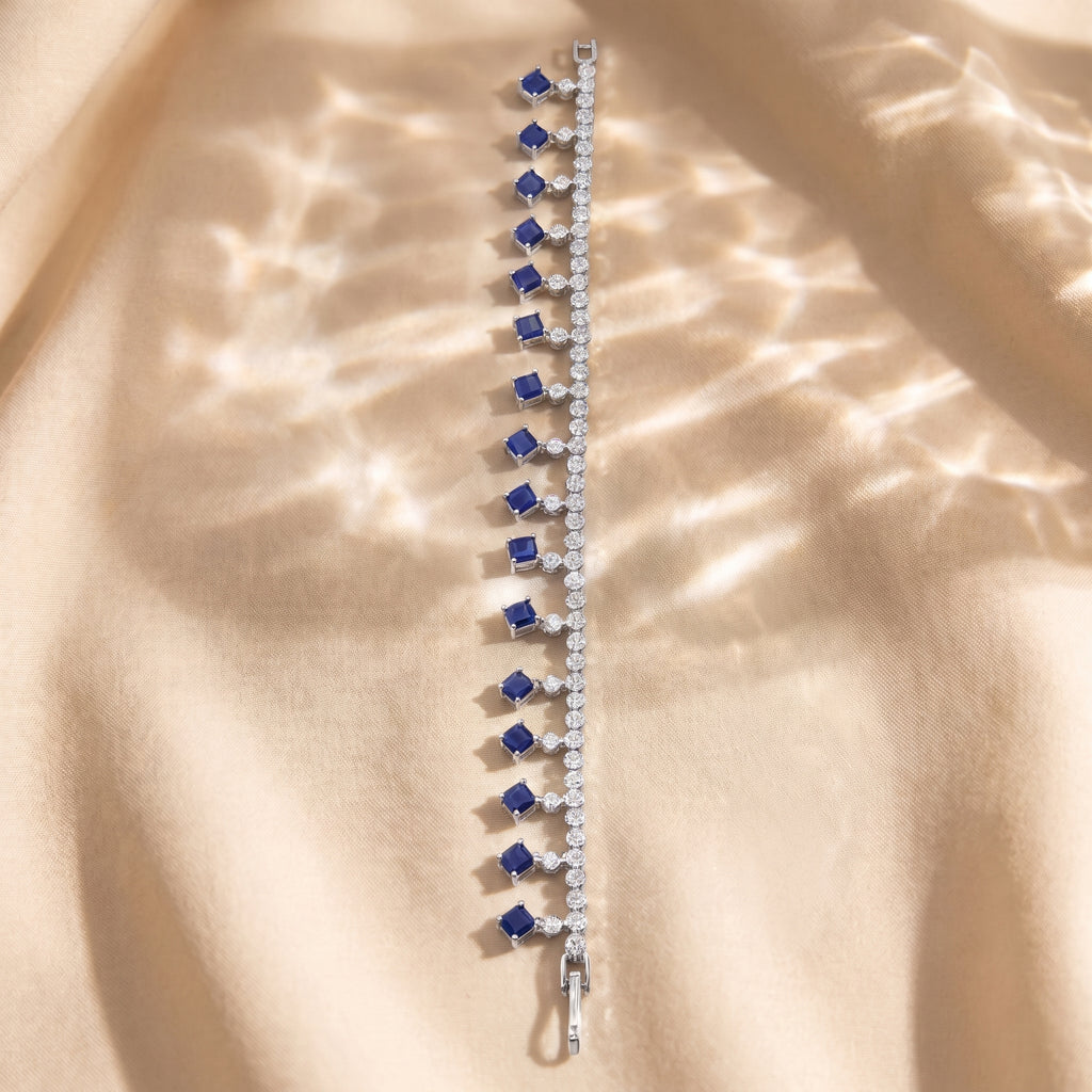 Sapphire Diamond Drop Tennis Bracelet