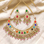 Navratna Kundan Meenakari Choker Necklace Set