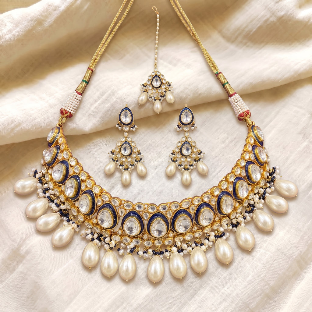 Neelam Kundan Pearl Bridal Choker Set