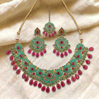 Firoza Ruby Meenakari Heritage Necklace Set
