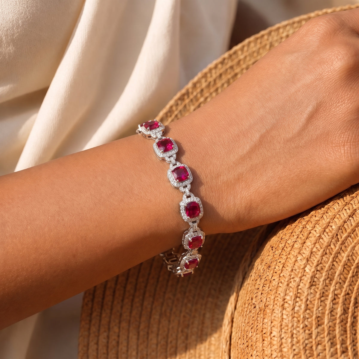 Regalia Ruby Diamond Halo Bracelet