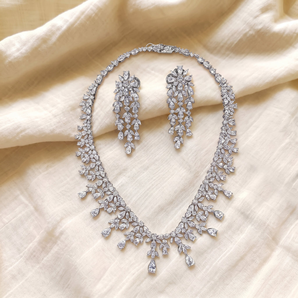 Florenza Diamond Floral Cascade Necklace Set