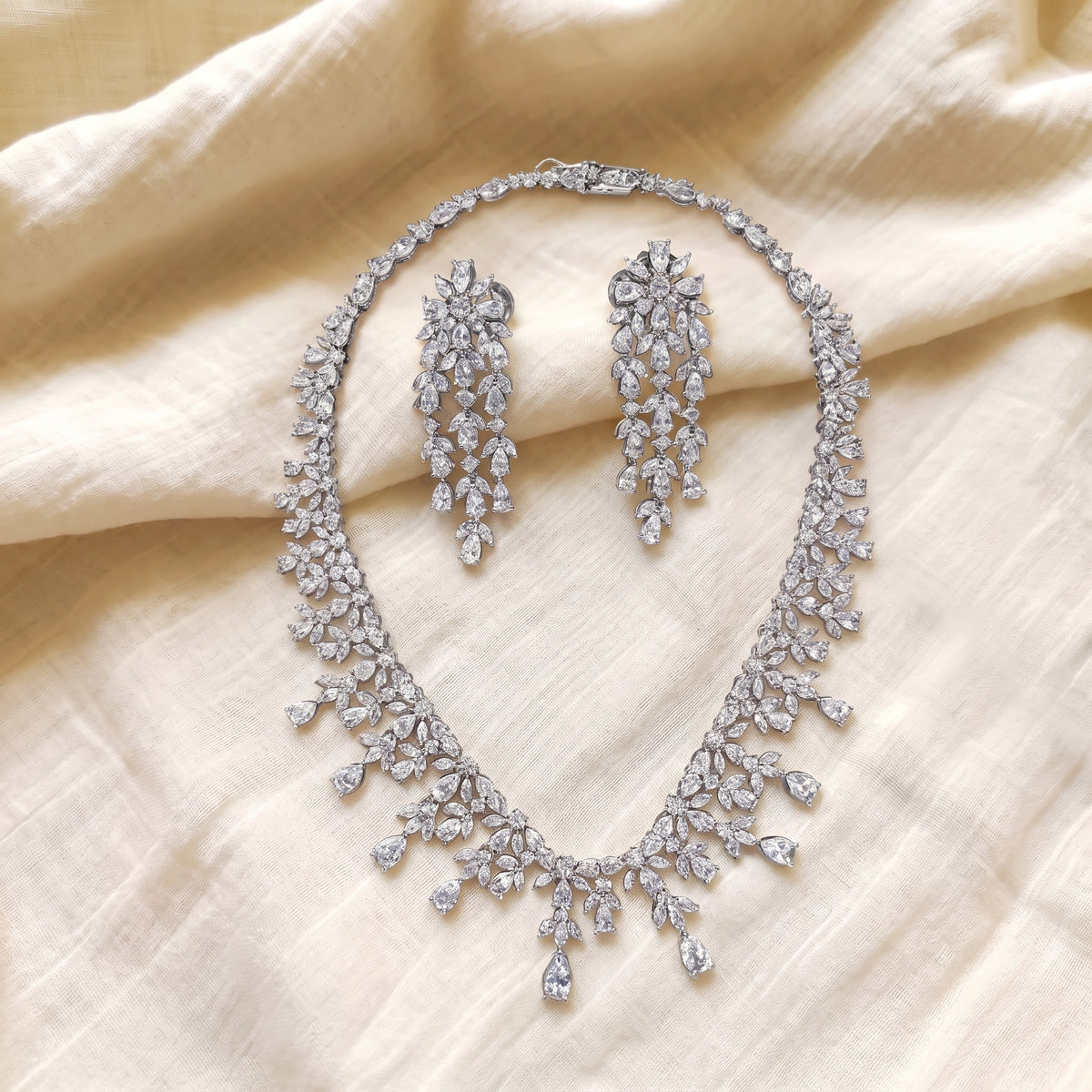 Florenza Diamond Floral Cascade Necklace Set