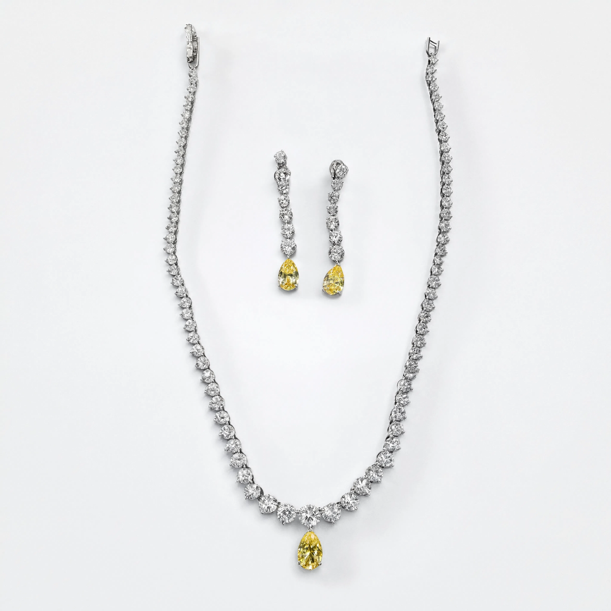 Zarelle Golden Yellow Diamond Solitaire Necklace Set
