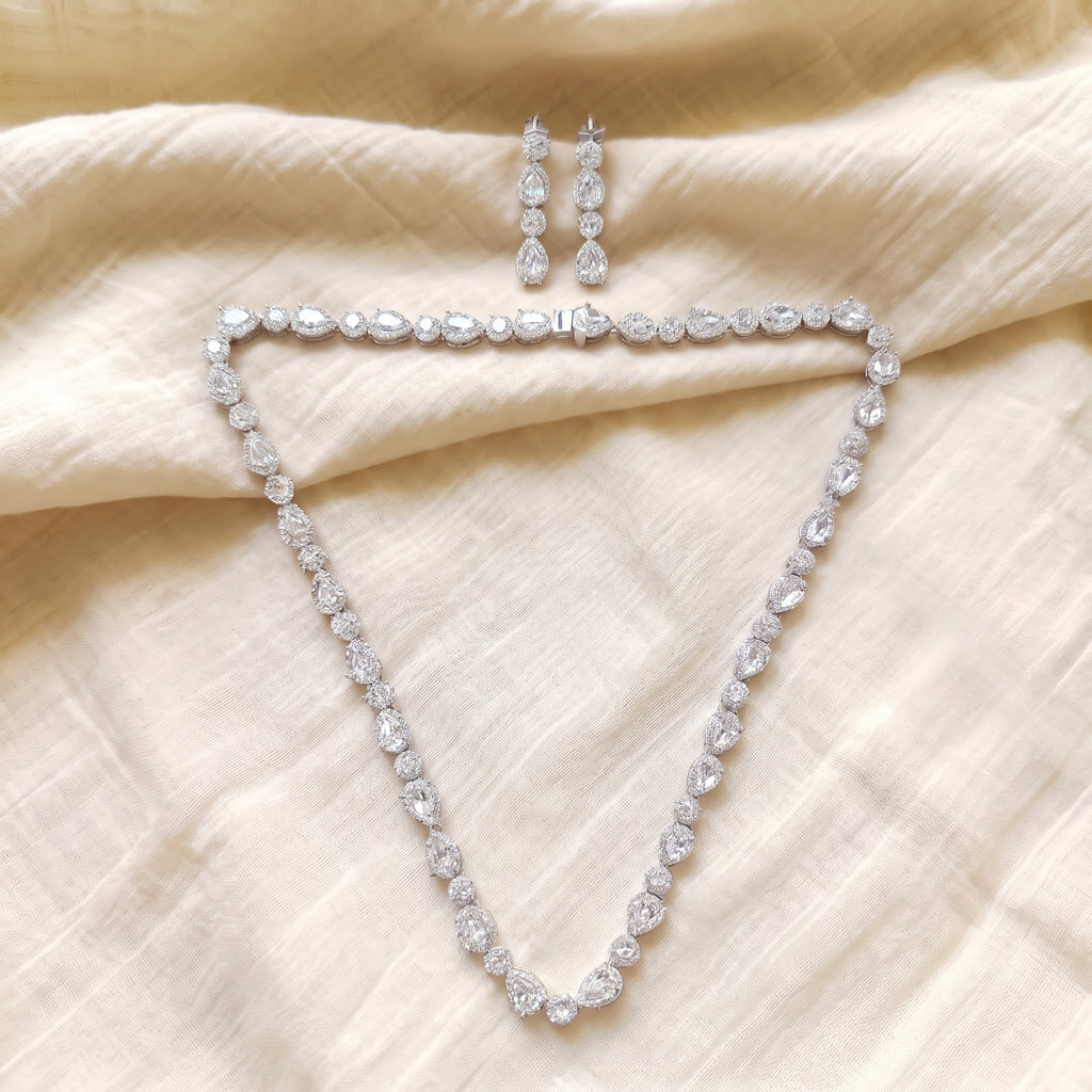 Evangeline Diamond Teardrop Elegance Necklace Set