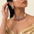 Rani Emerald Ruby Kundan Pearl Choker Set