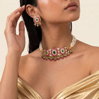 Rani Emerald Ruby Kundan Pearl Choker Set