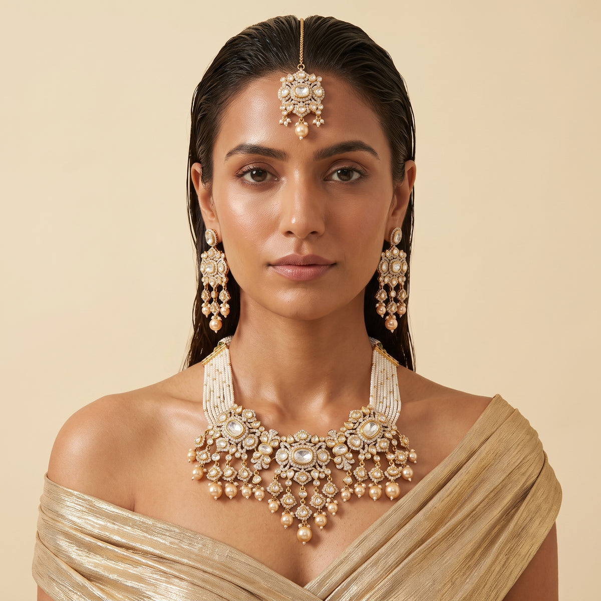 Noor Pearl Kundan Heritage Necklace Set