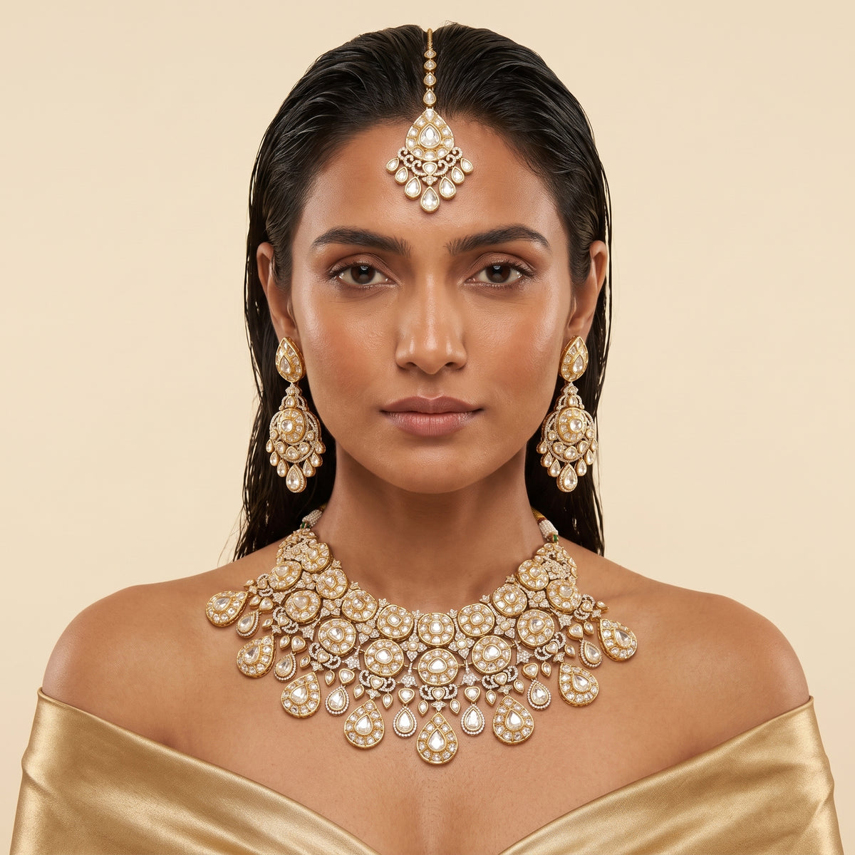 Maharani Kundan Polki Bridal Necklace Set