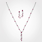 Ruviana Ruby Diamond Tassel Necklace Set