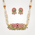 Rani Emerald Ruby Kundan Pearl Choker Set