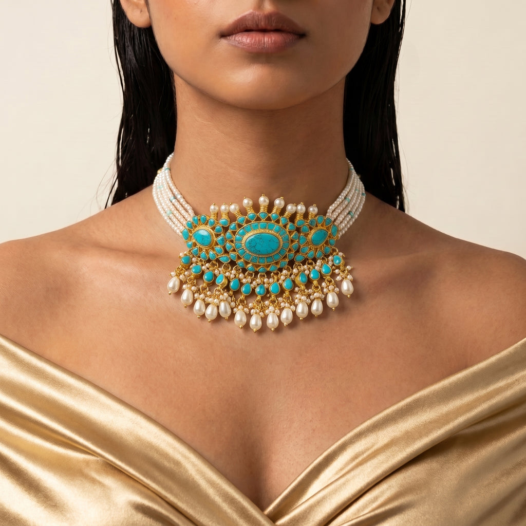 Firoza Pearl Heritage Choker Set