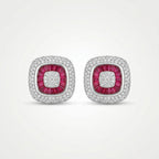 Ruby Radiance Diamond Halo Stud Earrings