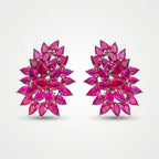 Ruby Blossom Floral Statement Stud Earrings