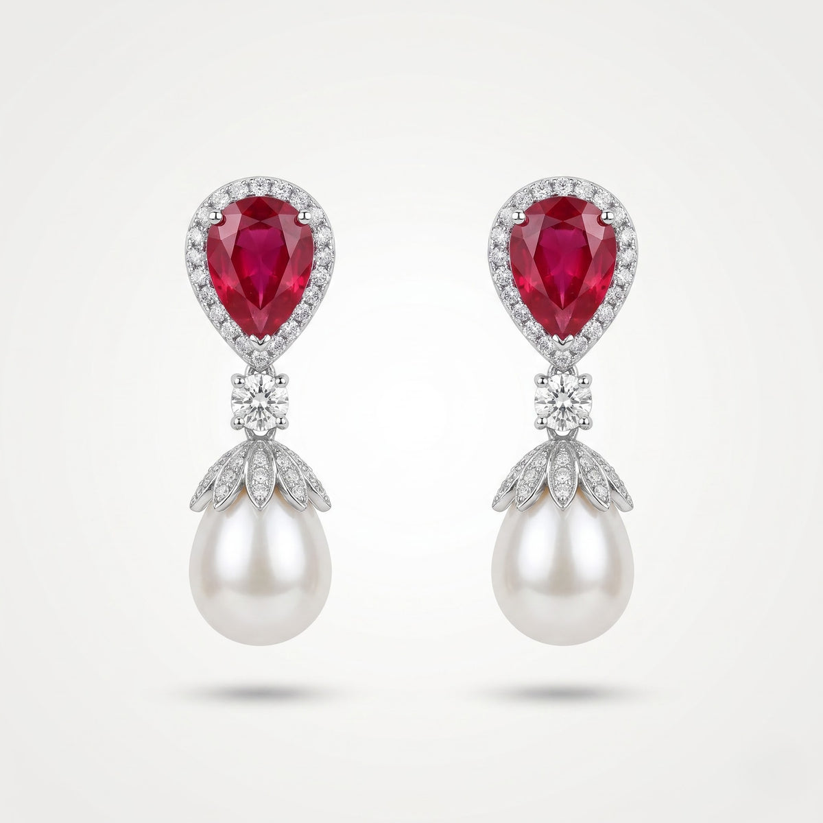 Rosabella Ruby Pearl Drop Earrings