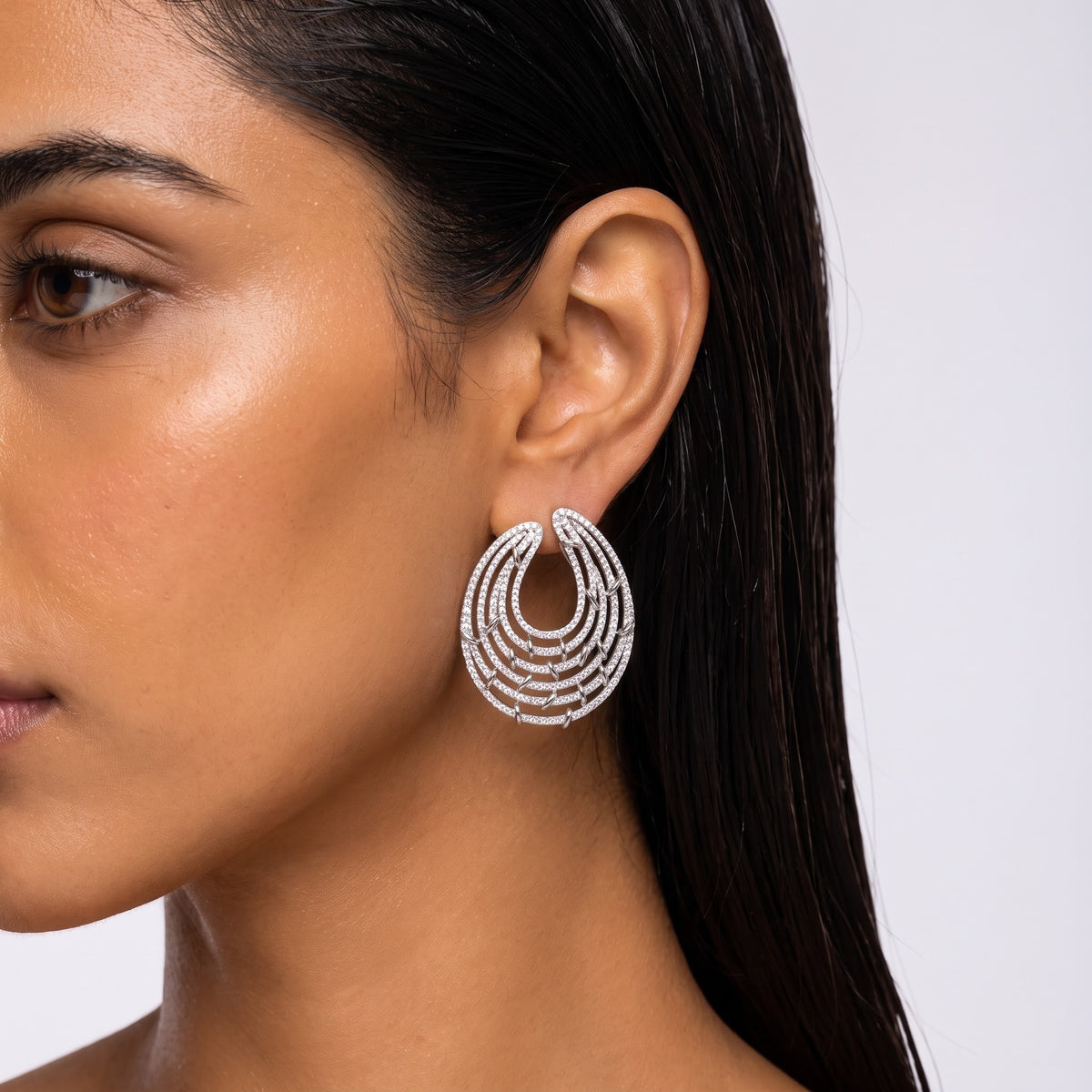 Lumière Diamond Sculpted Hoop Earrings