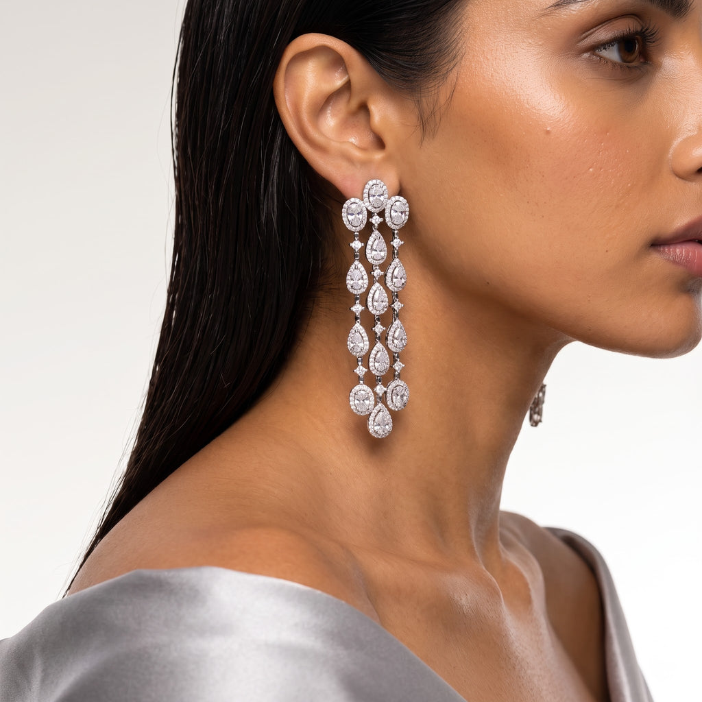 Aurelia Diamond Teardrop Cascade Earrings